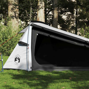 Cort camping tunel 2 persoane, alb, țesătură opacă, impermeabil