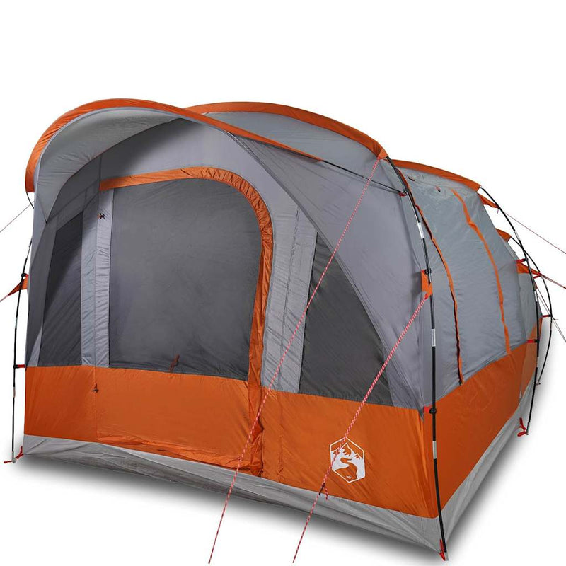 Cort de camping tunel 3 persoane, gri/portocaliu, impermeabil