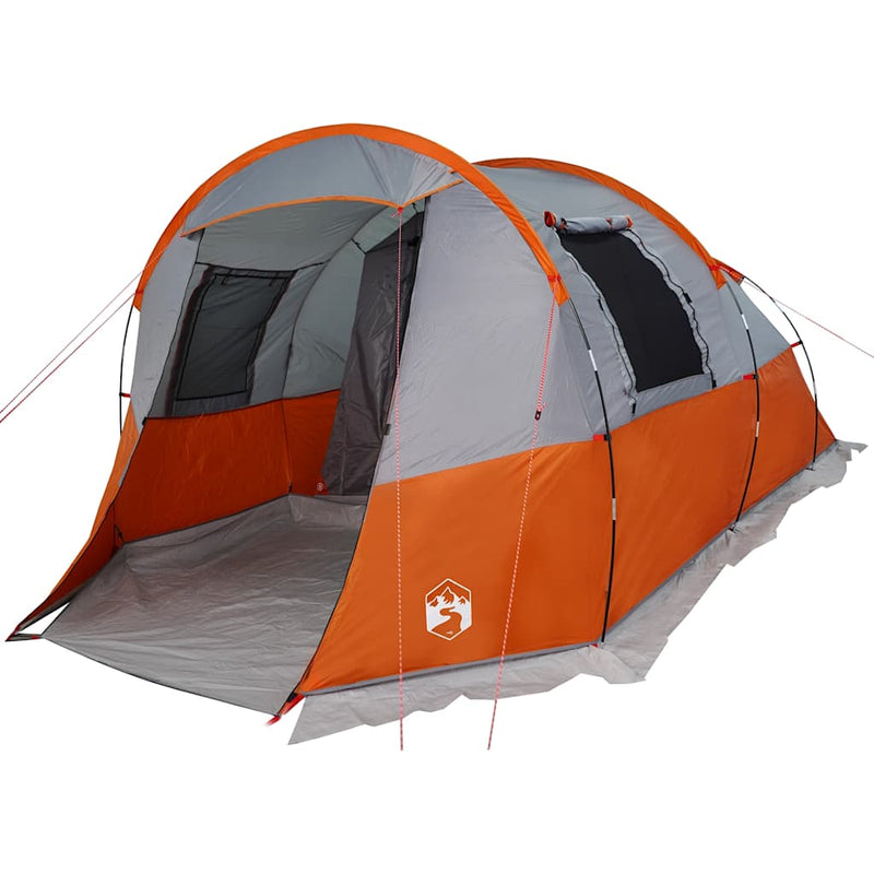 Cort de camping tunel 4 persoane, gri/portocaliu, impermeabil