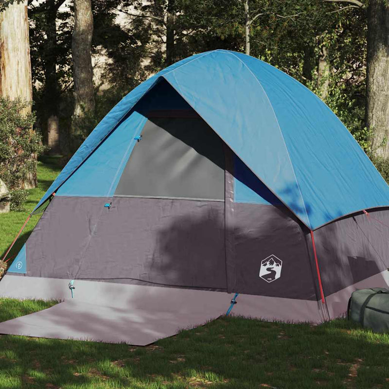 Cort de camping cupolă pentru 4 persoane, albastru, impermeabil