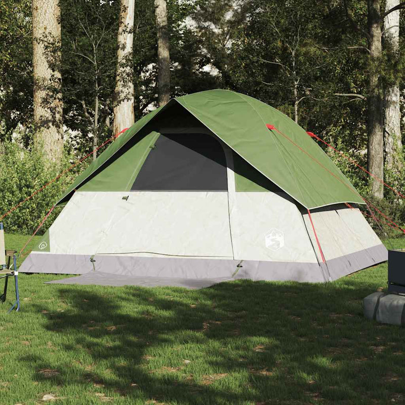 Cort de camping cupolă pentru 6 persoane, verde, impermeabil
