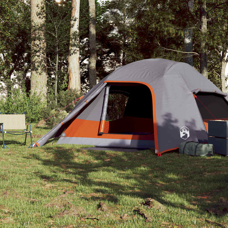 Cort de camping cupolă pentru 4 persoane, gri, impermeabil