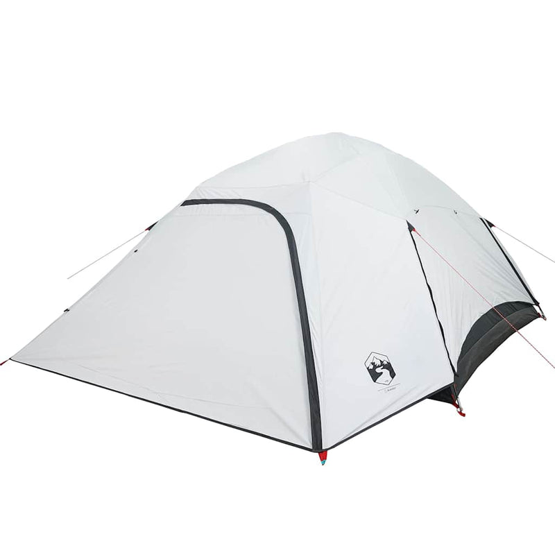 Cort camping cupolă 4 persoane alb, țesătură opacă, impermeabil