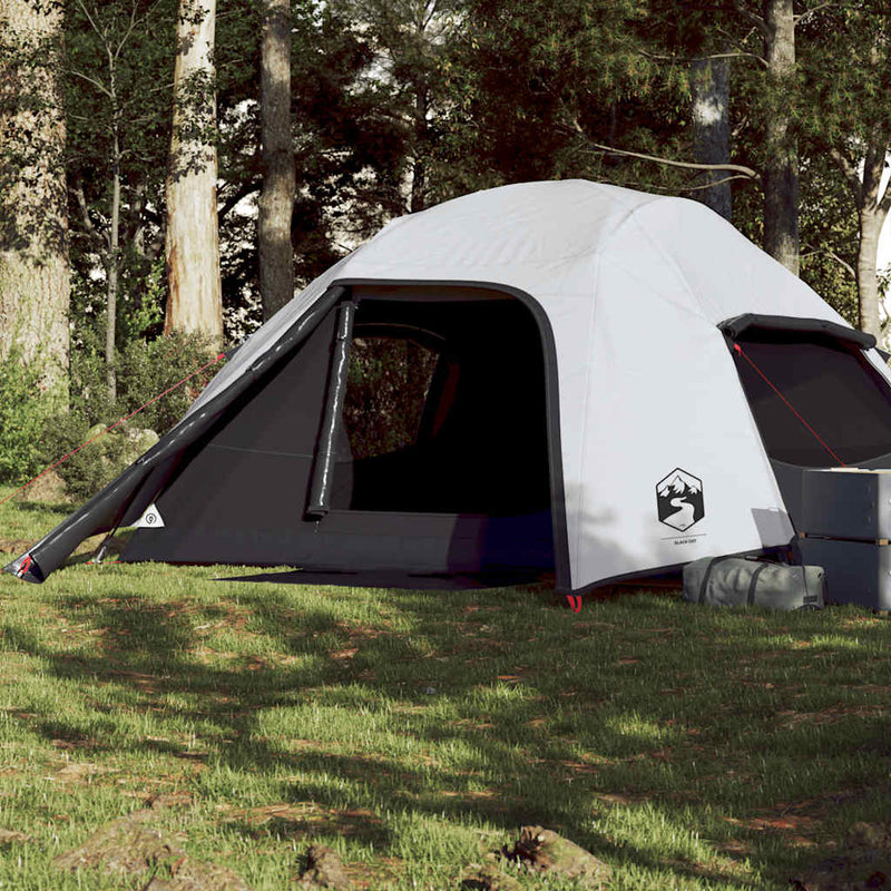 Cort camping cupolă 4 persoane alb, țesătură opacă, impermeabil