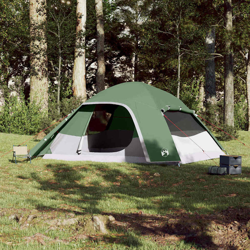 Cort de camping cupolă pentru 6 persoane, verde, impermeabil