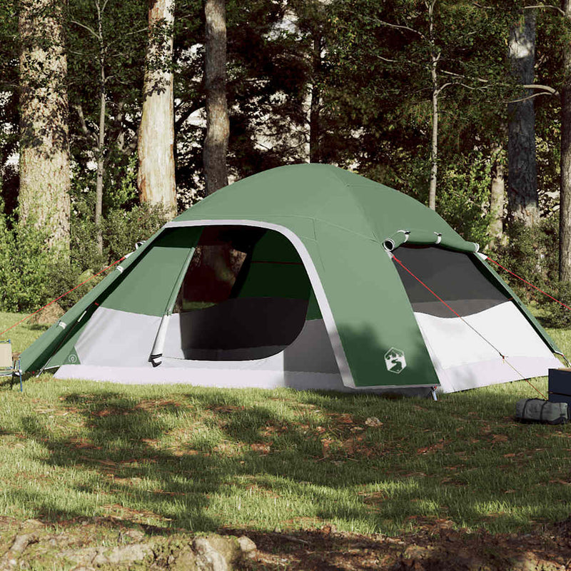Cort de camping cupolă pentru 6 persoane, verde, impermeabil
