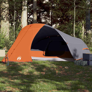 Cort de camping pentru 4 persoane, gri și portocaliu, impermeabil