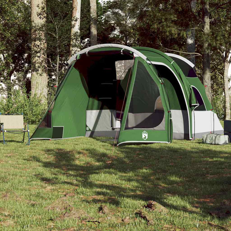 Cort de camping tunel pentru 4 persoane, verde, impermeabil