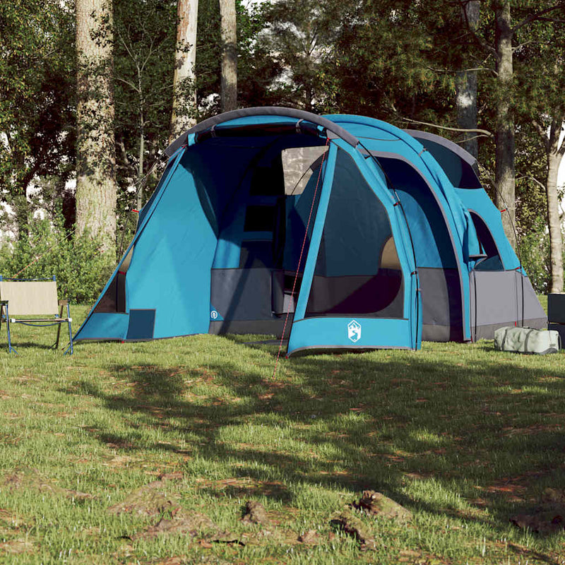 Cort de camping tunel pentru 4 persoane, albastru, impermeabil