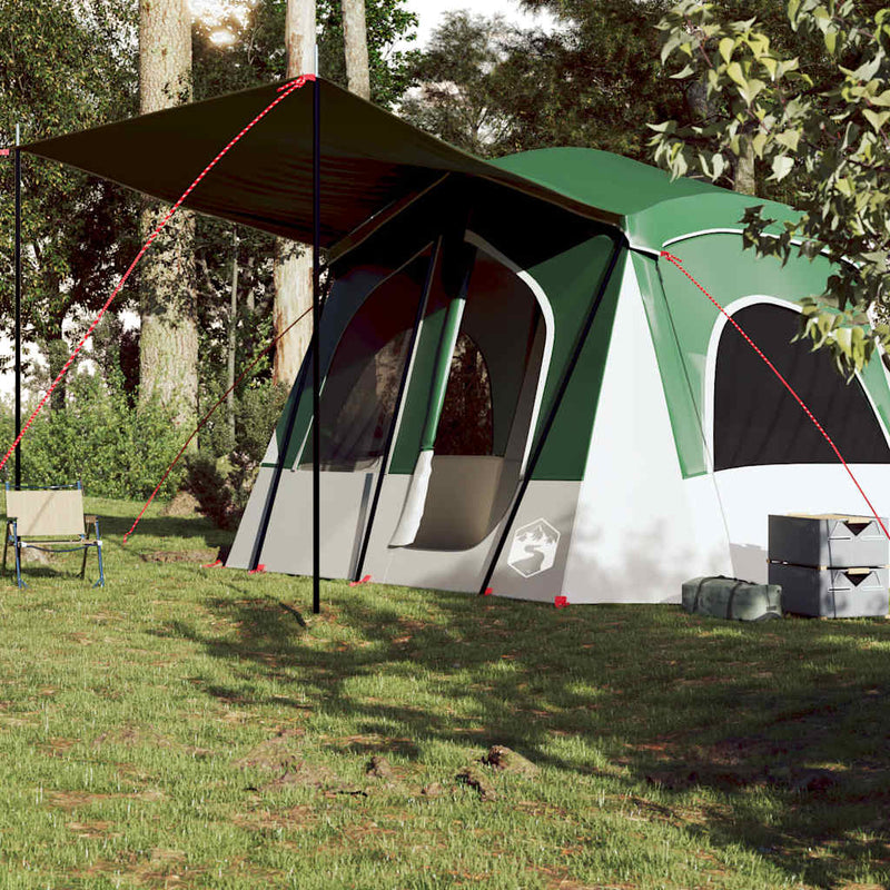 Cort cabină de camping, 5 persoane, verde, impermeabil