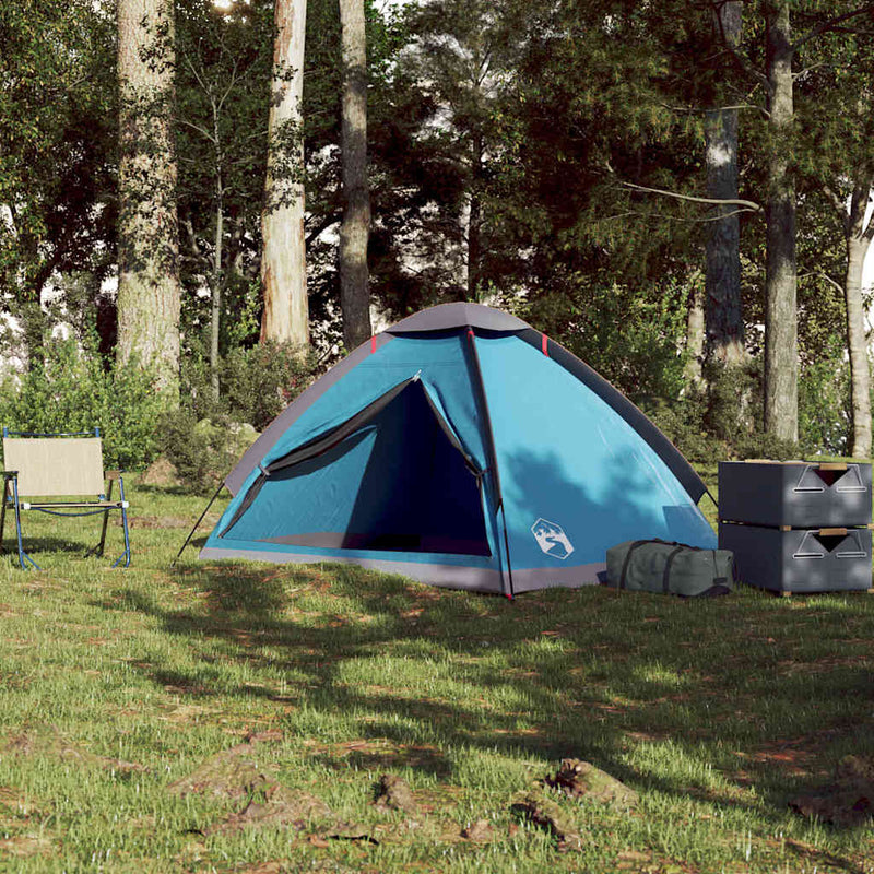 Cort de camping cupolă pentru 2 persoane, albastru, impermeabil