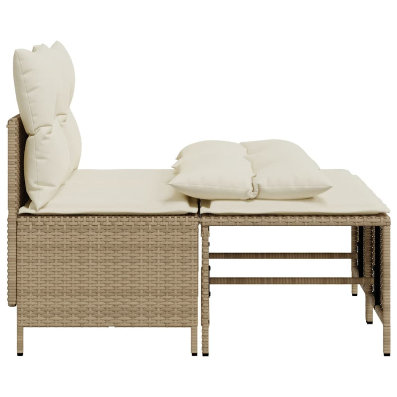 Set canapele de grădină, 4 piese, cu perne, bej, poliratan