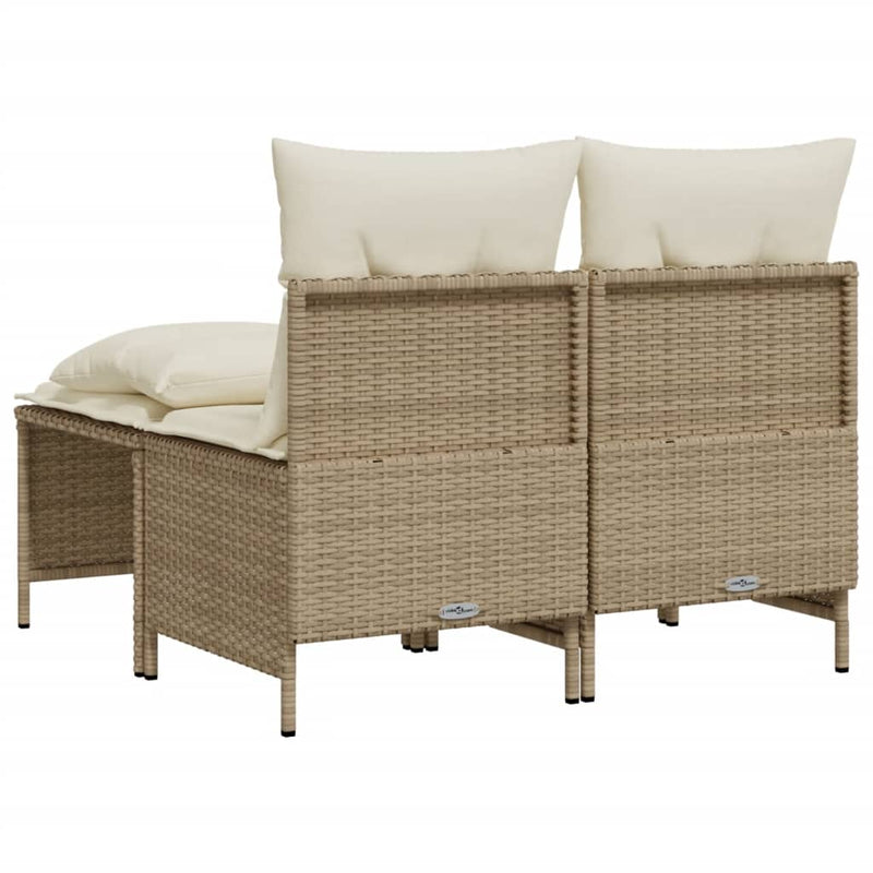 Set canapele de grădină, 4 piese, cu perne, bej, poliratan