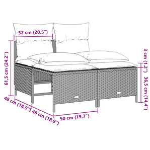 Set canapea de grădină cu perne, 4 piese, gri deschis poliratan