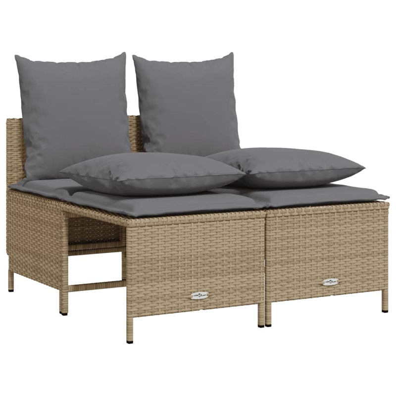 Set canapele de grădină, 4 piese, cu perne, bej, poliratan