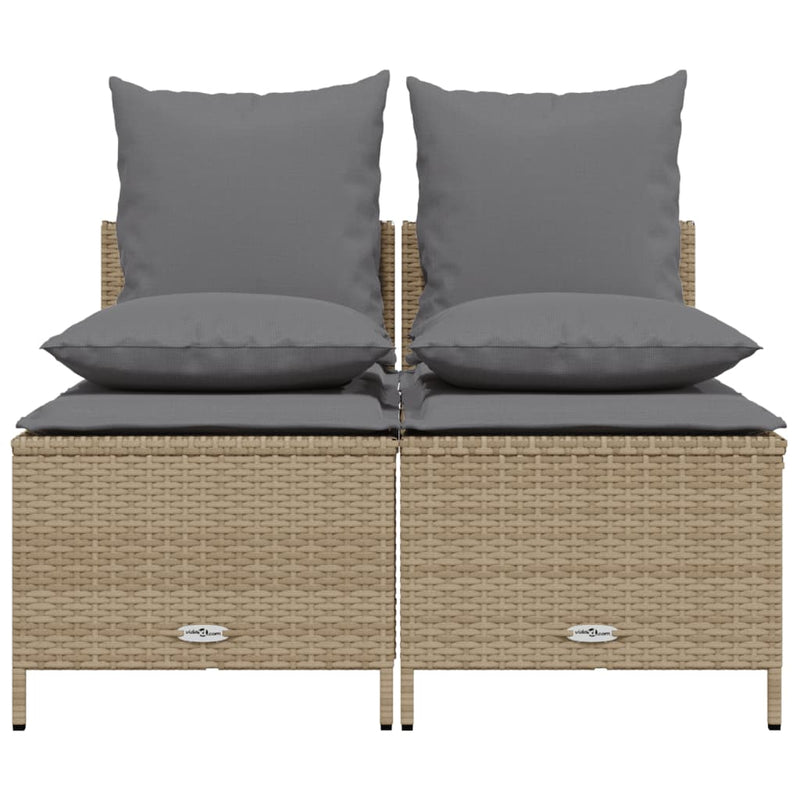 Set canapele de grădină, 4 piese, cu perne, bej, poliratan