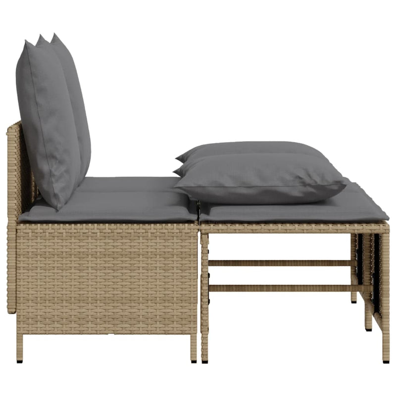 Set canapele de grădină, 4 piese, cu perne, bej, poliratan
