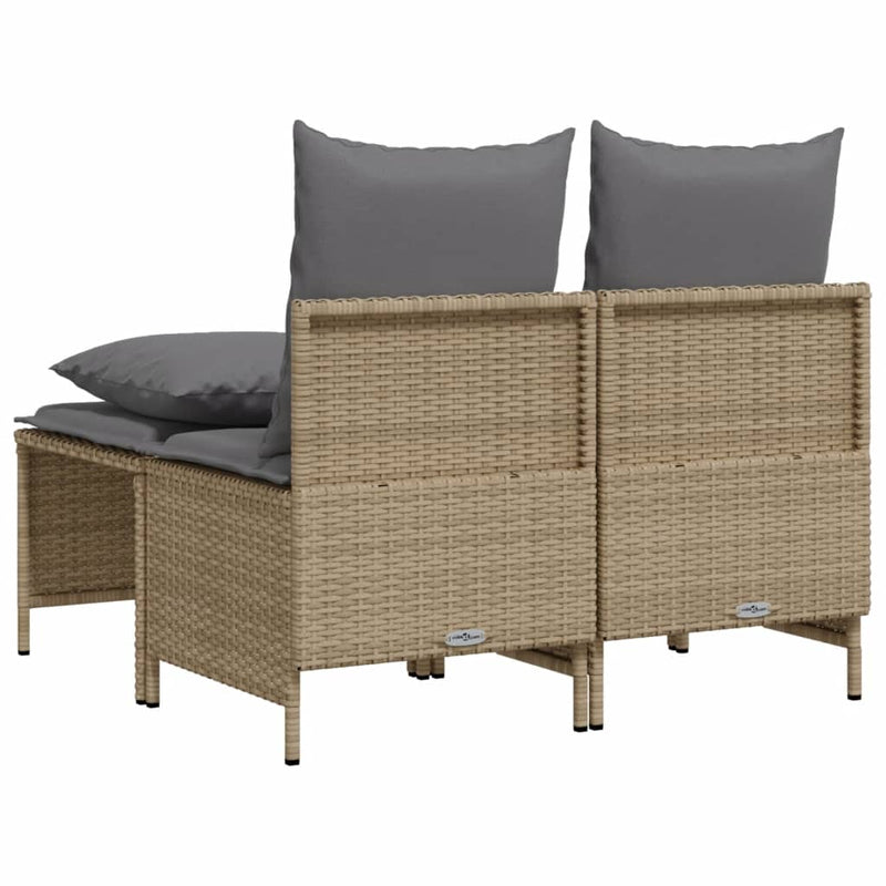 Set canapele de grădină, 4 piese, cu perne, bej, poliratan