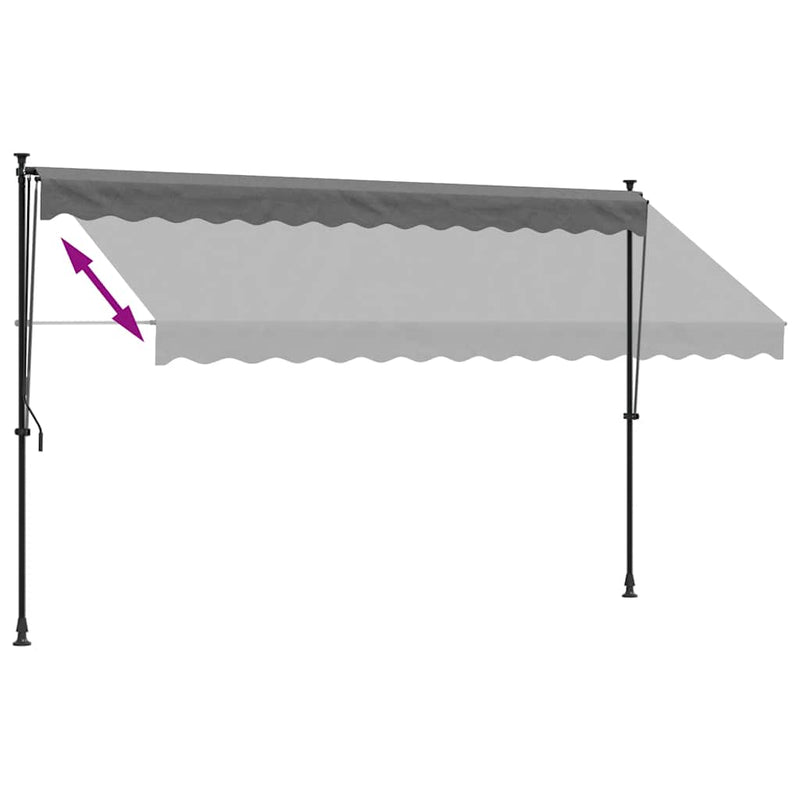 Copertină retractabilă, antracit, 350x150 cm, textil și oțel