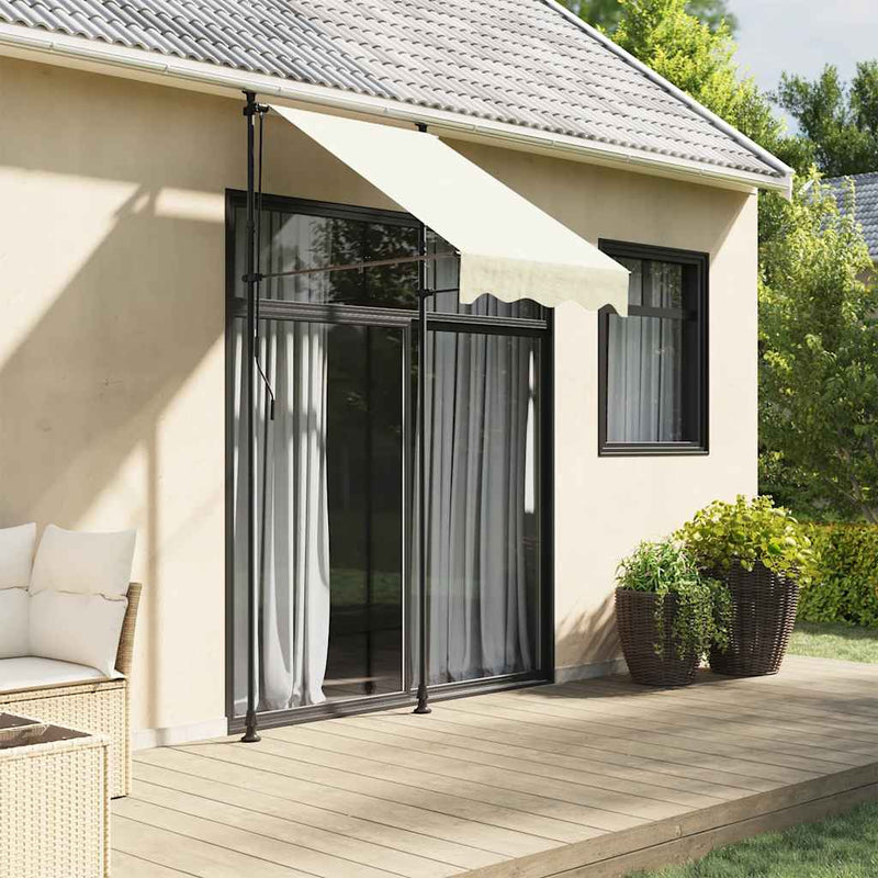 Copertină retractabilă, crem, 100x150 cm, țesătură și oțel