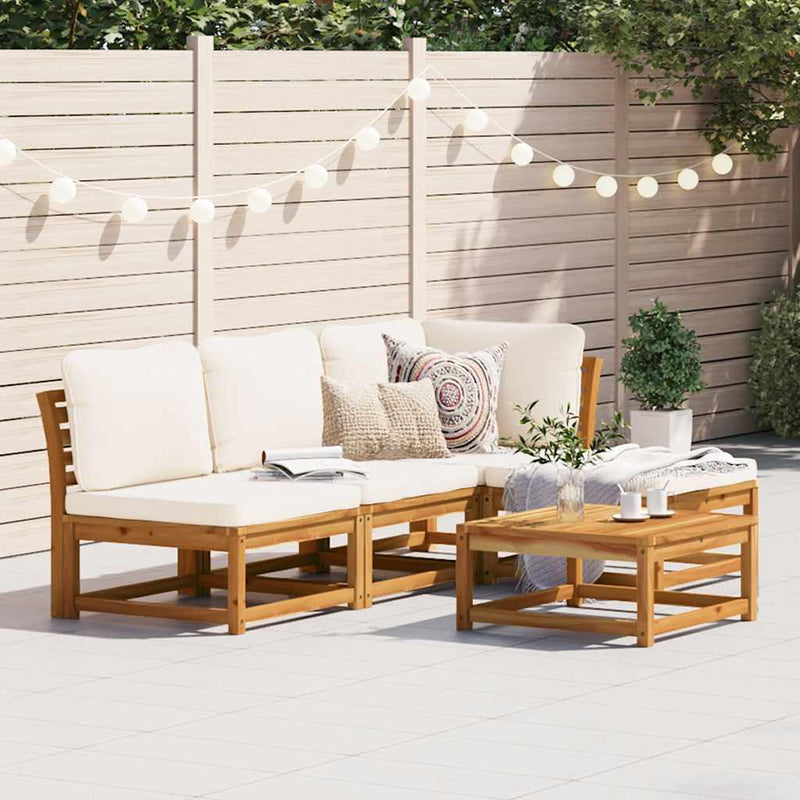 Set mobilier de grădină cu perne, 5 buc., lemn masiv acacia