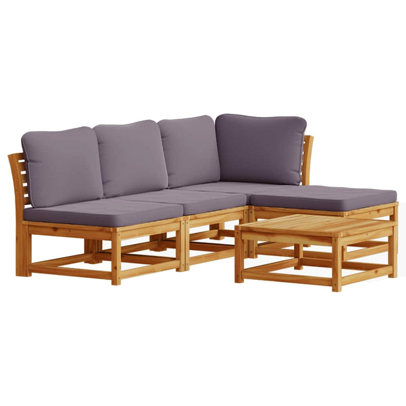 Set mobilier de grădină cu perne, 5 buc., lemn masiv acacia