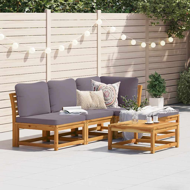Set mobilier de grădină cu perne, 5 buc., lemn masiv acacia
