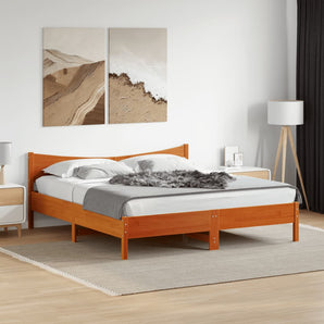 Cadru de pat fără saltea, maro ceruit 180x200 cm lemn masiv pin
