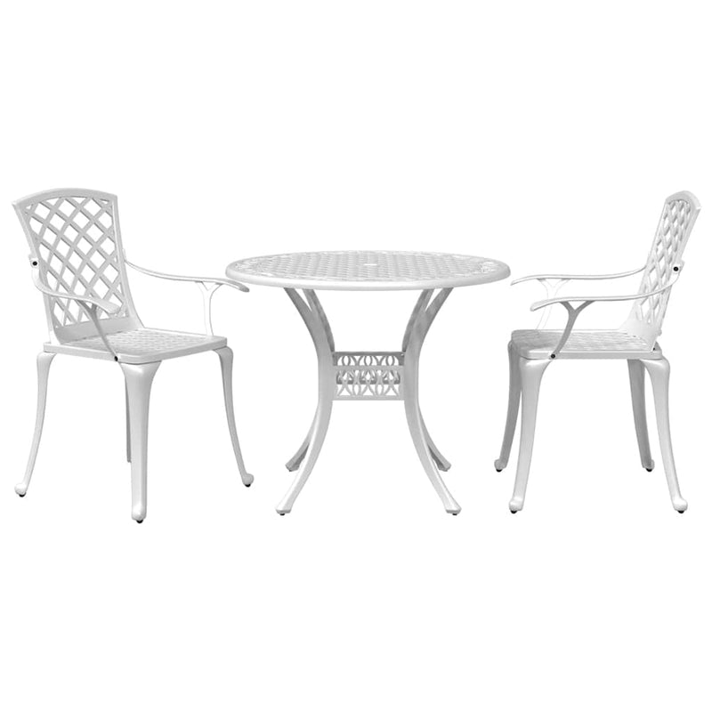 Set bistro, 3 piese, alb, aluminiu turnat