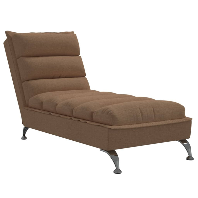 Șezlong cu perne, maro, material textil