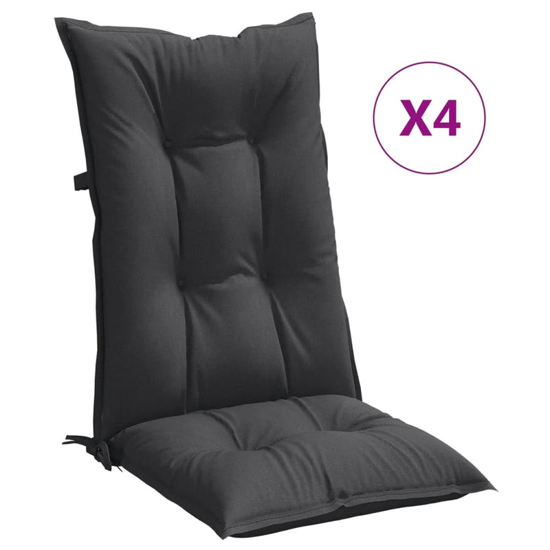 Perne scaun cu spătar înalt, 4 buc. antracit 120x50x7 cm textil