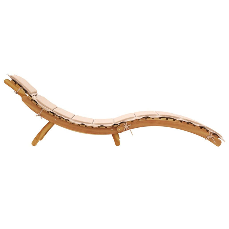 Șezlong Lemn Solid de Acacia Bej