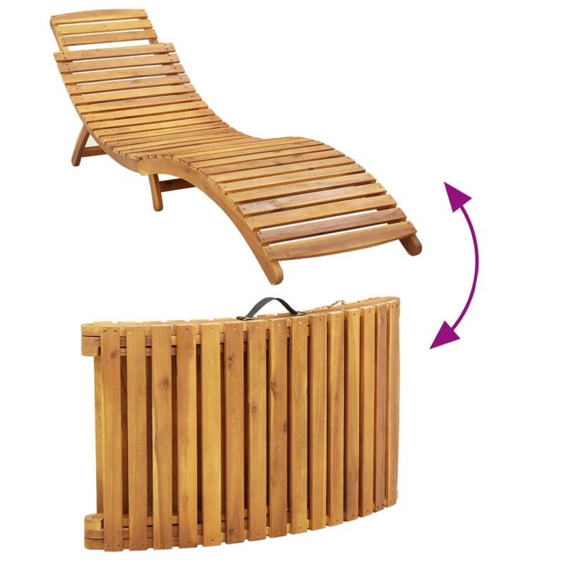 Șezlong Lemn Solid de Acacia Bej