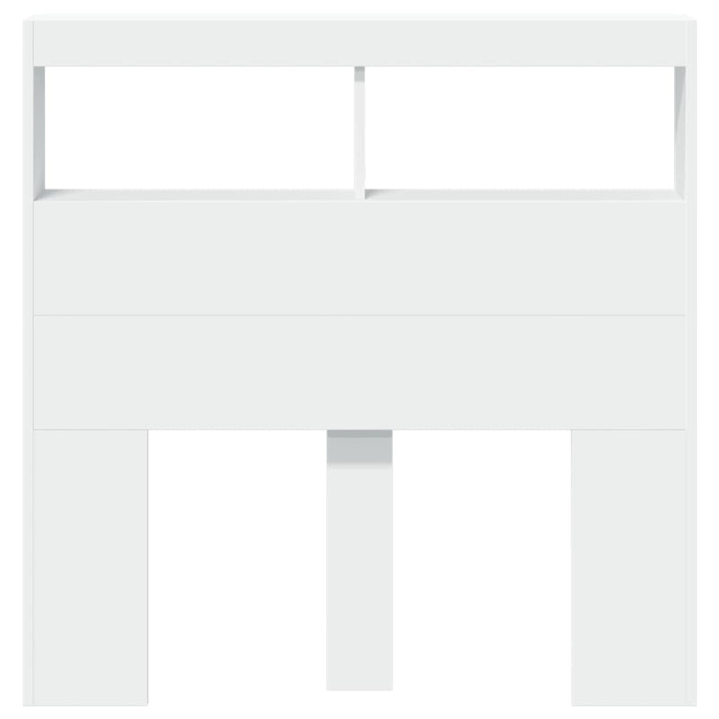 Tăblie cu dulap și LED, alb, 100x17x102 cm