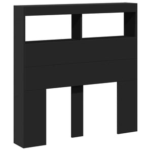 Tăblie cu dulap și LED, negru, 100x17x102 cm
