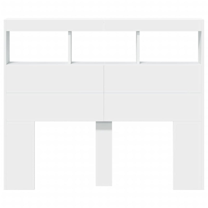 Tăblie cu dulap și LED, alb, 120x17x102 cm
