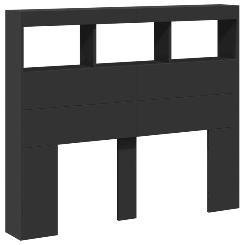 Tăblie cu dulap și LED, negru, 120x17x102 cm