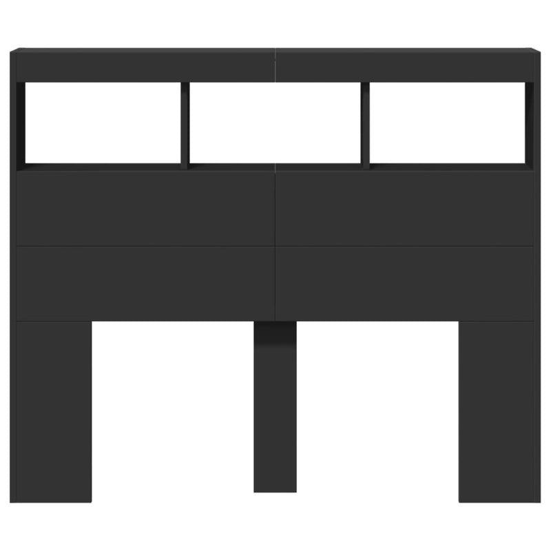 Tăblie cu dulap și LED, negru, 120x17x102 cm