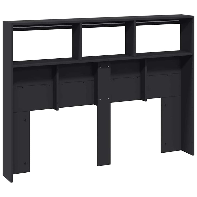 Tăblie cu dulap și LED, negru, 140x17x102 cm