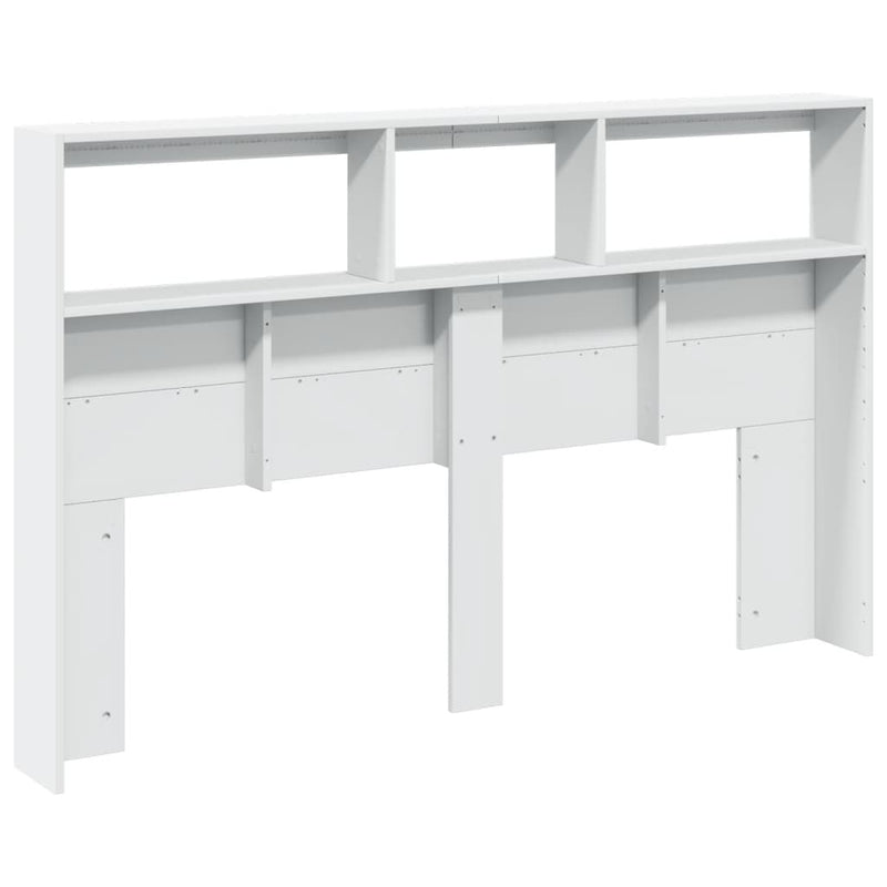Tăblie cu dulap și LED, alb, 160x17x102 cm