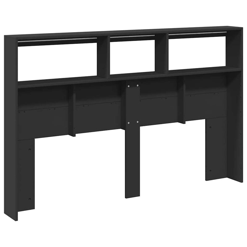 Tăblie cu dulap și LED, negru, 160x17x102 cm