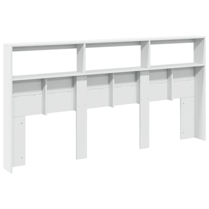 Tăblie cu dulap și LED, alb, 200x17x102 cm
