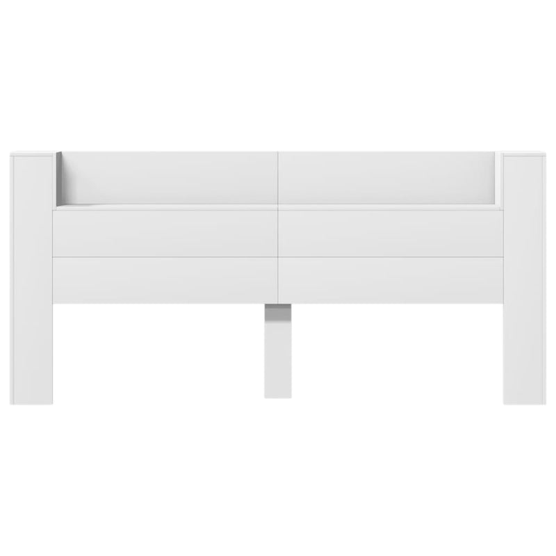 Tăblie cu dulap și LED, alb, 220x16,5x103,5 cm