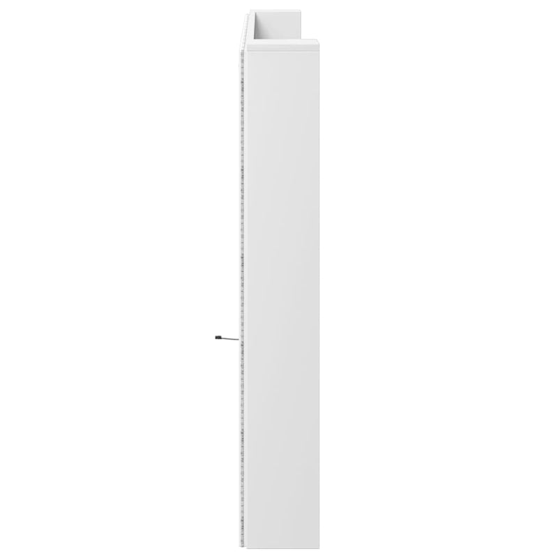 Tăblie cu dulap și LED, alb, 220x16,5x103,5 cm