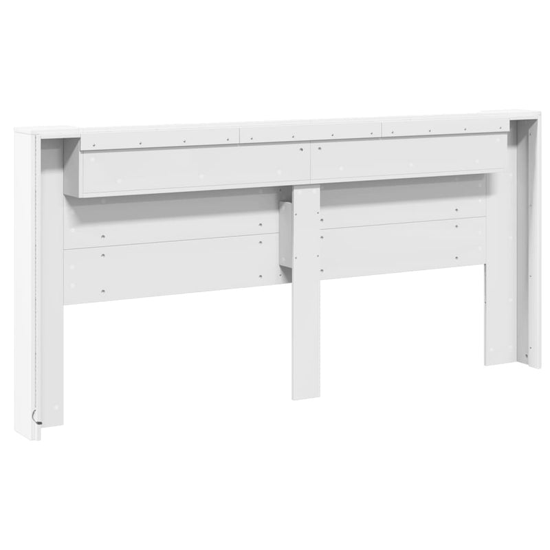 Tăblie cu dulap și LED, alb, 220x16,5x103,5 cm