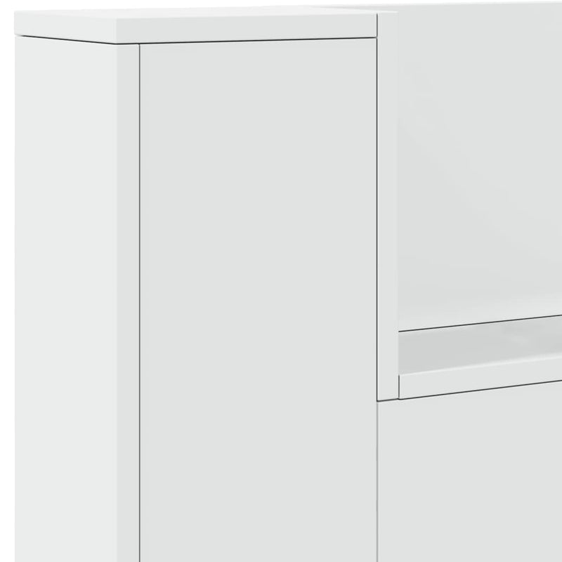 Tăblie cu dulap și LED, alb, 220x16,5x103,5 cm