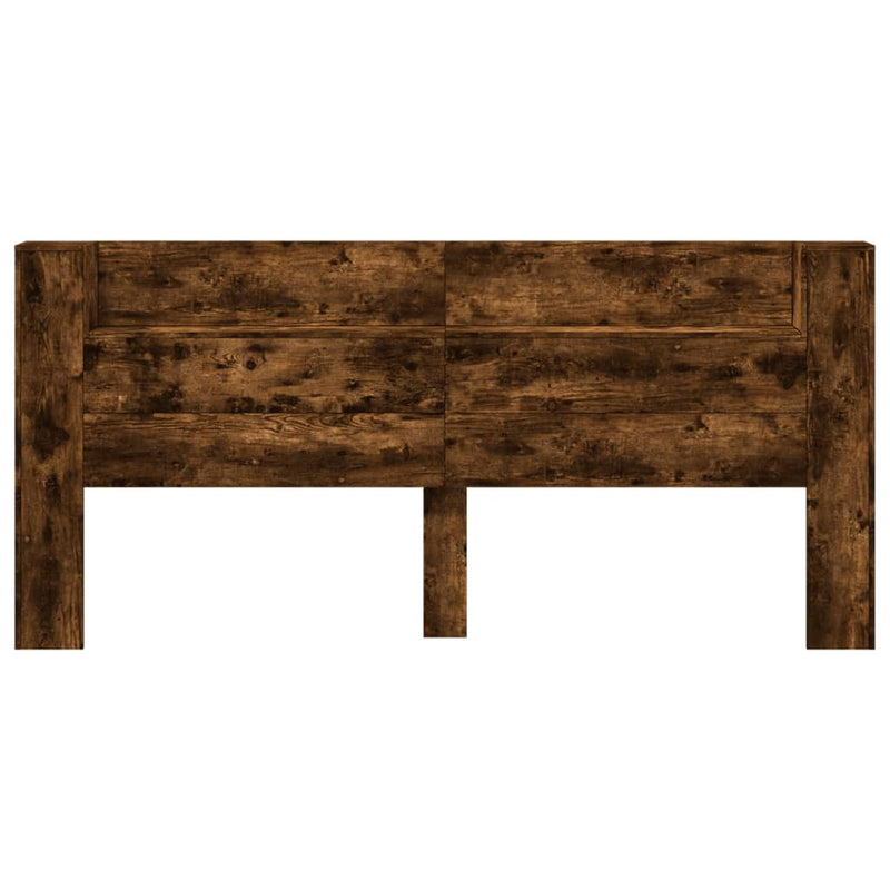 Tăblie de pat cu dulap și LED, stejar fumuriu, 220x16,5x103,5cm