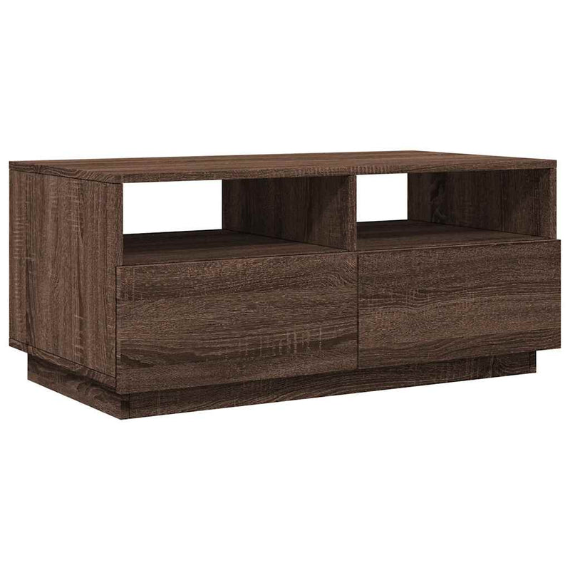 Măsuță de cafea cu lumini LED, stejar maro, 90x49x40 cm