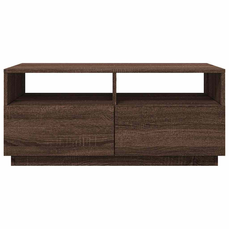 Măsuță de cafea cu lumini LED, stejar maro, 90x49x40 cm
