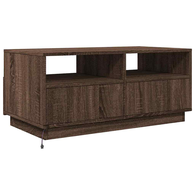 Măsuță de cafea cu lumini LED, stejar maro, 90x49x40 cm
